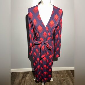 Long Tall Sally Red and Purple Patterned Dress